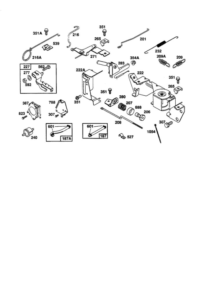 Governor Diagram and Parts List for 350455-1162-E1  Briggs and Stratton Engine